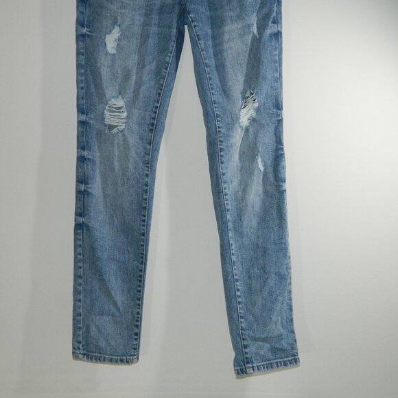 2 fo/$25 AERO Areopostal Men's Unisex Distressed Washed Blue Denim Jeans Size 28 - Picture 5 of 13